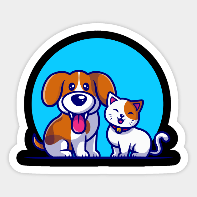 Cute Dog And Cat Friend Cartoon Illustration Sticker by Catalyst Labs